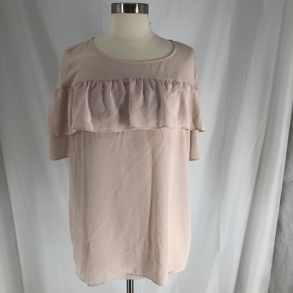 LOFT Outlet Pale Pink Flutter Sleeve Blouse Large